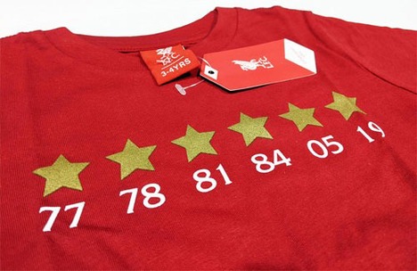 【公式】　リバプール・6スター　Tシャツ　子供サイズ　【送料無料】