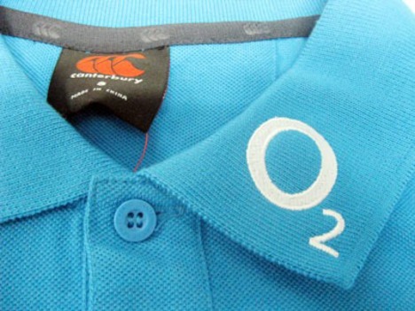 ラグビー・イングランド代表　トレーニングポロシャツ（水色）　O2スポンサー入り　CANTERBURY