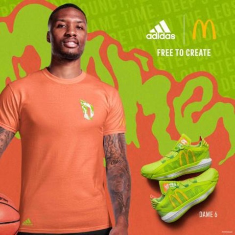 Dame x マクドナルド　コラボシャツ（オレンジ）　adidas 【メール便送料無料】