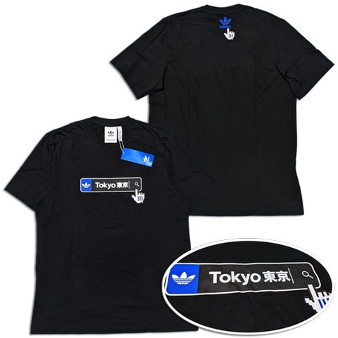 【無料マーク加工】 adidas・オリジナルス　TOKYO東京・検索（黒）Tシャツ　【メール便送料無料】