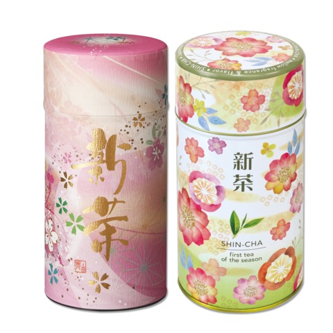 新茶缶（和紙柄・花柄）入２缶セット（170g×2缶入）