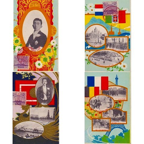 大正・アンティークポストカード「東宮殿下外遊記念」　８枚セット