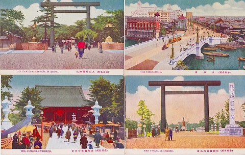 アンティークポストカード『帝都名所』戦前　オールカラー　パノラマ2種　32枚組