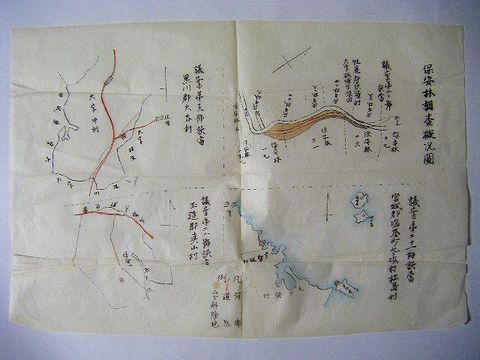 明治 地図 全図 宮城『牡鹿郡 石巻 保安林 絵図 ４点』 