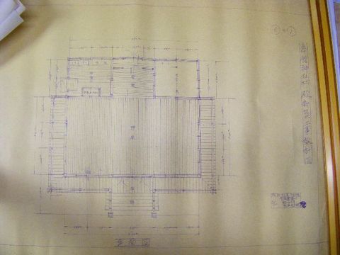 昭和 宮城 宗教『島舘 神社 拝殿 新築 設計図 ５点 』 