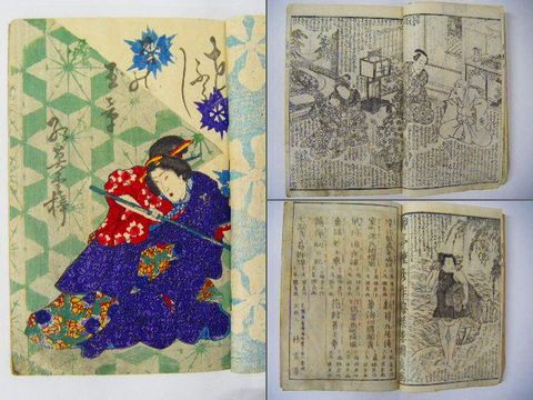 江戸 和本 浮世絵 種彦 国貞『花封蒼玉章 ４冊一括』 