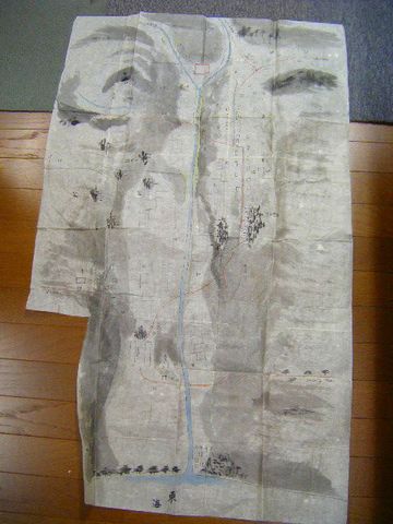 明治 資料 地図 福島『広野 富岡 彩色 肉筆 絵図』大図 