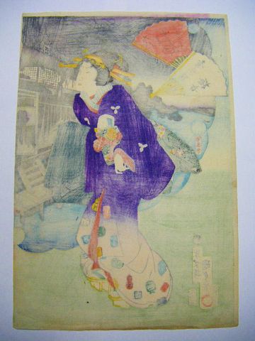 江戸 浮世絵 国貞 美人 芸妓 花魁『青柳楼 梅若』 