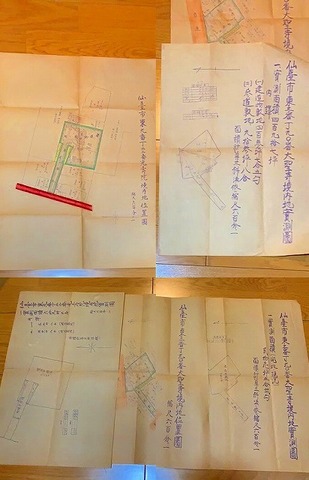 昭和 30年代  宮大工 蔵「仙台市 神社 寺院 建築 設計 青図　18点一括」