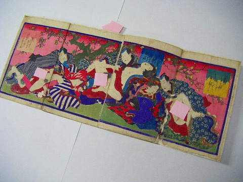 江戸　和本　浮世絵　春画　枕絵　淫水亭「春本　風流艶くらべ　全」パノラマ