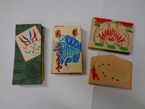 戦前期 木版ポチ袋2種（計11枚入）「奉納人気俳優御祝袋」（5枚）＋「松葉」（6枚）歌舞伎関連