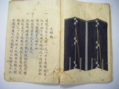 江戸初 寛文 和本 古文書 武士 戦 兵法 梵字 法螺貝 旗「兵器 図法」稿本 ？　根井憲元 半紙本