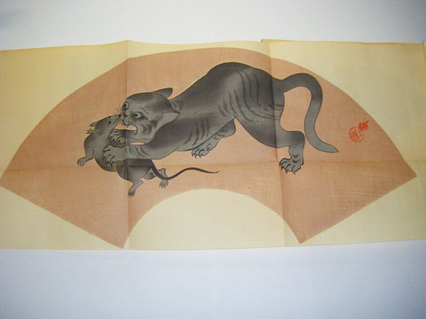 明治 和本 浮世絵 光琳 抱一 文晁「名家 百扇画譜 上下２冊揃い」彩色 木版画 絵本