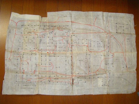 明治 絵図 占い 家相学 風水 吉凶「宮城県 遠田郡 相学師 直筆 肉筆 絵図 面」大図 彩色 落款