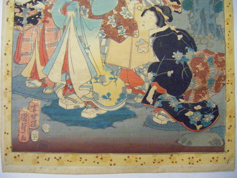 江戸 浮世絵 国貞 美人「紫式部 乙女」彩色 木版画 ukiyoe