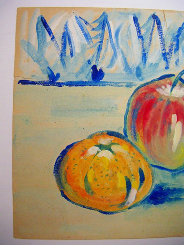 昭和 30年 美術「梅原龍三郎 肉筆 水彩画 果物（仮）」署名 落款 彩色