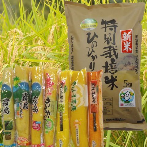 特別栽培米ひのひかり（５ｋｇ）+おつけもの７本セット