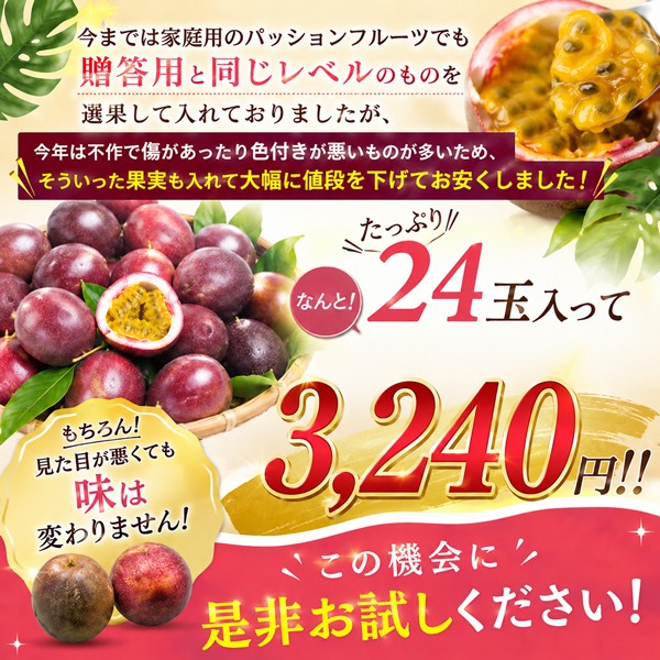家庭用 屋久島産パッションフルーツMサイズ24玉入り ＜ 屋久島物産展