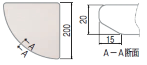 木製化粧棚板コーナーサイズ
