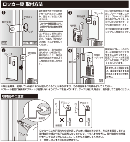 ロッカー錠取付方法