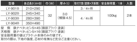 棚受け金物 ＲＥカウンターブラケットLY-904Bブラック(2本入り)