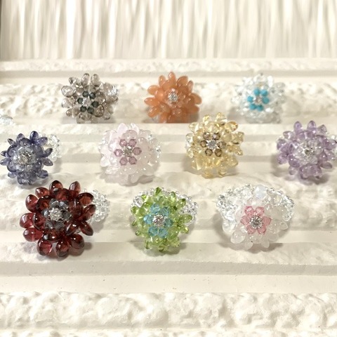 ビーズアクセサリーキット 天然石お花リング