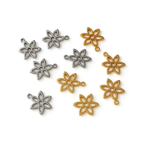 ステンレス フラワー 花 チャーム ゴールド
