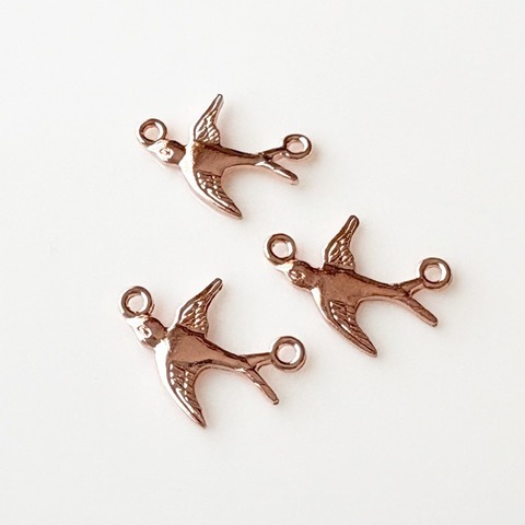 真鍮パーツ コネクター ツバメ 右向き ピンクゴールド
