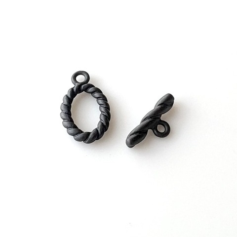 真鍮パーツ オーバル トグルクラスプ マットブラック