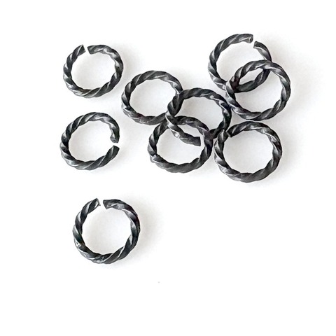 真鍮パーツ 丸カン ツイスト 8mm マットブラック