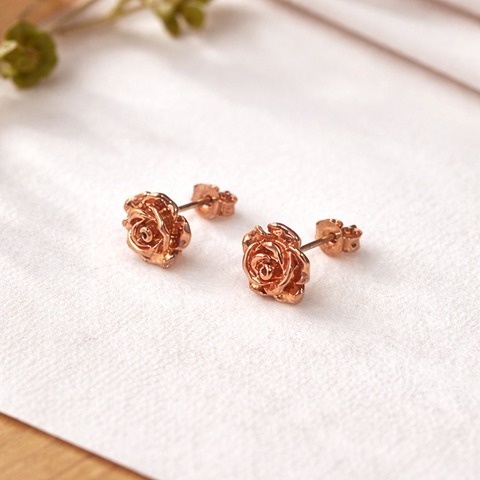  デザインピアス 薔薇 花 フラワー ピンクゴールド