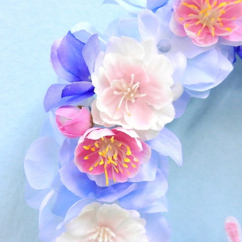  ＊ 桃の花と桜のリース（ひな祭り）ブルー ＊