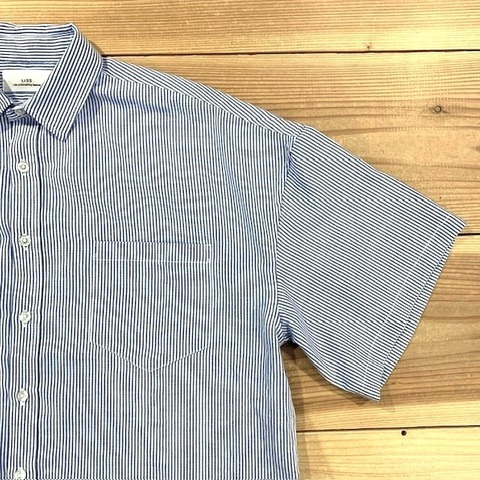 【LiSS】OVER SIZE STRIPE HALF SLEEVE SHIRTS