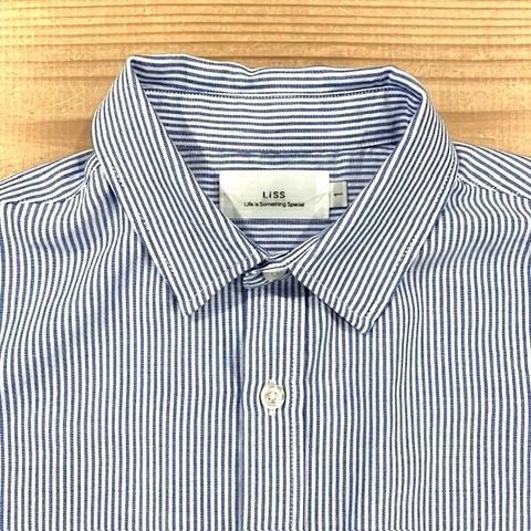 【LiSS】OVER SIZE STRIPE HALF SLEEVE SHIRTS