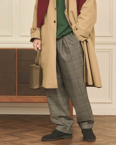 【Kelen】TRAD CHECK TUCK TROUSERS / DUCCIO