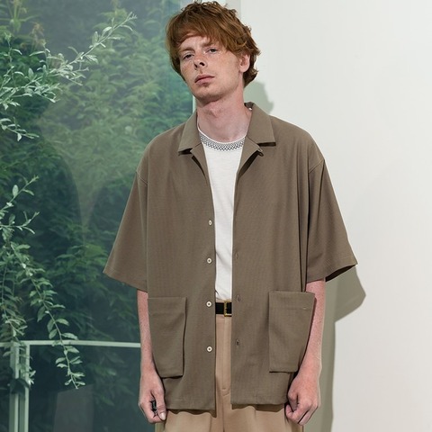 【CURLY＆Co.】BIRD’S EYE JERSEY OPEN-COLLAR SHIRT