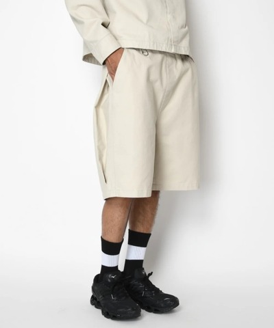 【SUPERTHANKS】Pigment dyed Twill side-tuck shorts