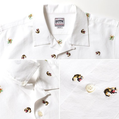 【HOUSTON】OXFORD EMBROIDERY S/S SHIRT (龍虎)
