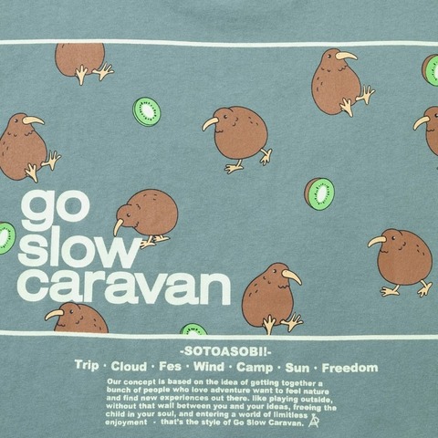 【go slow caravan】USA/C スクエアLOGOバックプリントゆったりTEE