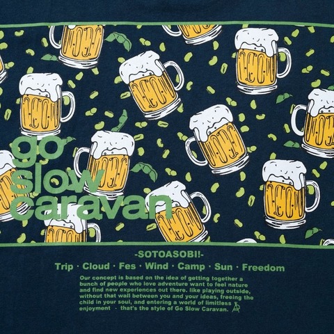 【go slow caravan】USA/C スクエアLOGOバックプリントゆったりTEE