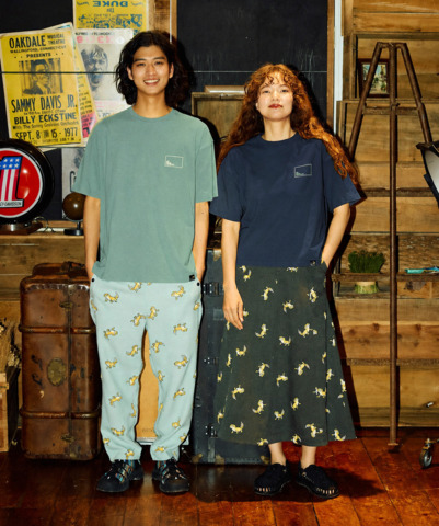 【go slow caravan】USA/C スクエアLOGOバックプリントゆったりTEE