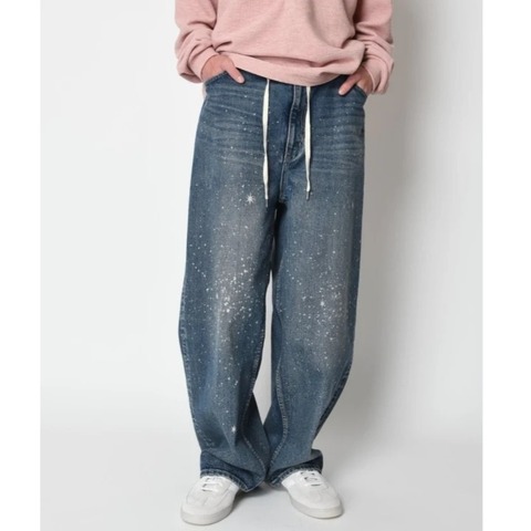 【SUPERTHANKS】Space denim barrel leg jeans