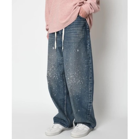 【SUPERTHANKS】Space denim barrel leg jeans