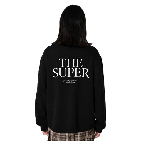 【SUPERTHANKS】Waffle crew neck L/S T-shirt (back print)
