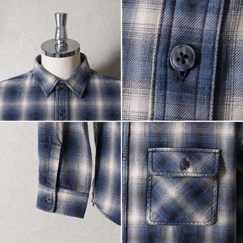 【HOUSTON】VINTAGE OMBRE CHECK FLANNEL SHIRT