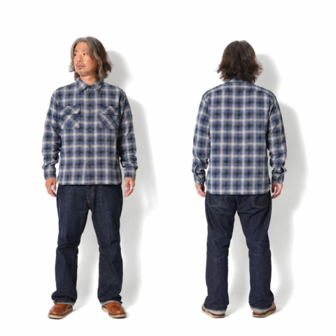 【HOUSTON】VINTAGE OMBRE CHECK FLANNEL SHIRT