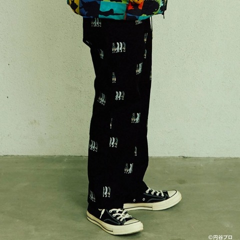 【go slow caravan×ウルトラマン】ストレッチオックス 怪獣刺繍脇ポケパンツ