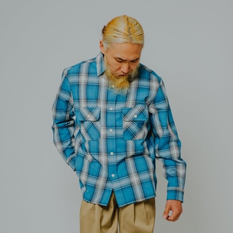 【BIG MIKE】HEAVY FLANNEL SHIRTS / SAX×BRN×WHT