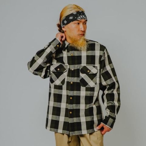 【BIG MIKE】HEAVY FLANNEL SHIRTS / OFF×OLV×BLK