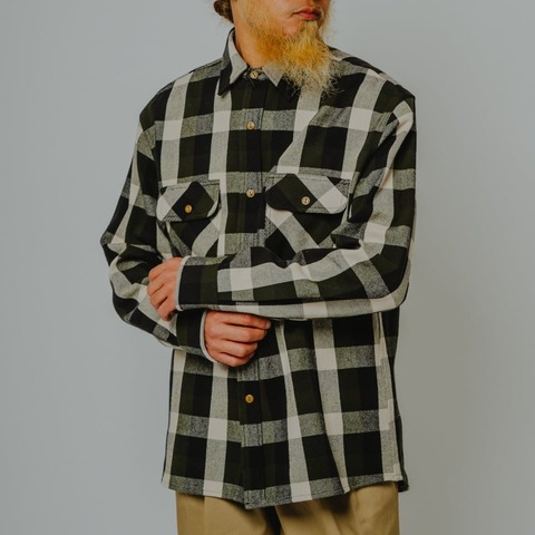 【BIG MIKE】HEAVY FLANNEL SHIRTS / OFF×OLV×BLK